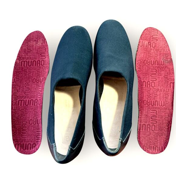 Munro Womens 8N Fabric Leather Loafer Comfort Shoes Casual Navy Black Stretchy - Picture 10 of 12